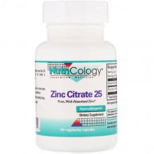 Микроэлемент Цинк Nutricology Zinc Citrate 25 60 Veg Caps