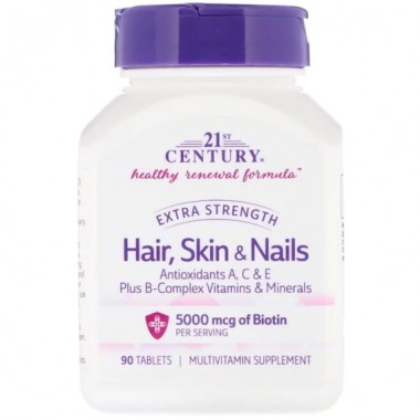 Комплекс для кожи, волос, ногтей 21st Century Hair, Skin & Nails, Extra Strength 90 Tabs CEN-27847