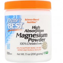Микроэлемент Магний Doctor's Best High Absorption Magnesium Powder 100% Chelated with Albion Minerals 200 g /100 servings/ DRB-00408