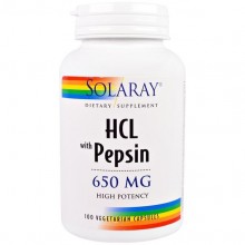 Бетаина гидрохлорид Solaray HCL with Pepsin 650 mg 100 Veg Caps SOR-04814 Бетаина гидрохлорид Solaray HCL with Pepsin 650 mg 100 Veg Caps SOR-04814