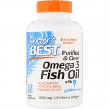 Омега 3 Doctor's Best Purified & Clear Omega 3 Fish Oil with Goldenomega 1000 mg 120 Marine Softgels DRB-00478 Омега 3 Doctor's Best Purified & Clear Omega 3 Fish Oil with Goldenomega 1000 mg 120 Marine Softgels DRB-00478
