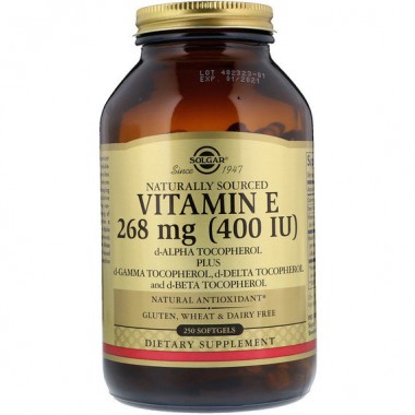 Витамин E Solgar Naturally Sourced Vitamin E, 268 mg (400 IU) 250 Softgels SOL03542