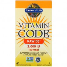 Витамин D Garden of Life Vitamin Code, RAW D3, 50 mcg (2000 IU) 60 Veg Caps GOL-11413