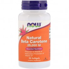 Витамин A NOW Foods Natural Beta Carotene 25000 IU 90 Softgels