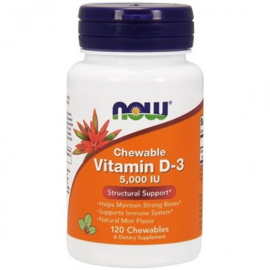 Витамин D NOW Foods Chewable Vitamin D-3, 5000 IU 120 Chewables Natural Mint Flavor NOW-00358