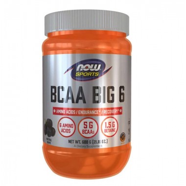 Амінокислота BCAA NOW Foods BCAA Big 6 Powder 600 g /33 servings/ Grape