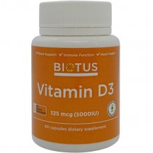 Вітамін D Biotus Vitamin D3, 1000 ME 60 Caps BIO-530043