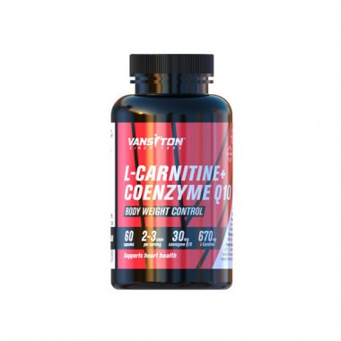 Жироспалювач для спорту Vansiton L-Carnitine + Coenzyme Q-10 670 mg 60 Caps