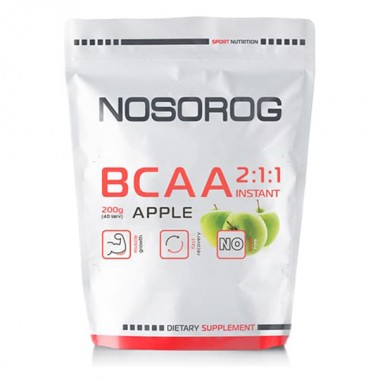 Аминокислота BCAA для спорта Nosorog Nutrition BCAA 2:1:1 200 g /36 servings/ Apple