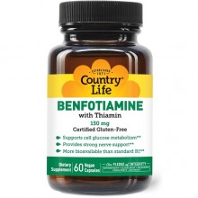 Тиамин Country Life Benfotiamine with Thiamin 150 mg 60 Veg Caps