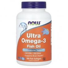 Омега 3 NOW Foods Ultra Omega 500 EPA/250 DHA 180 Fish Softgels NF1665