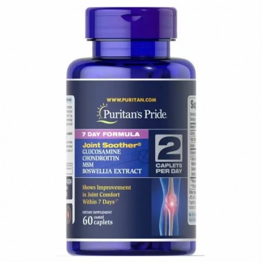 Препарат для суставов и связок Puritan's Pride 7 Day Formula Joint Soother Glucosamine, Chondroitin, MSM & Boswellia 60 Caplets