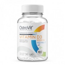 Витамин D для спорта OstroVit Vitamin D3 2000 IU + K2 MK-7 + C + Zinc 60 Caps