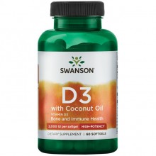 Витамин D Swanson Vitamin D3 with Coconut Oil High Potency 2000 IU 60 Softgels Витамин D Swanson Vitamin D3 with Coconut Oil High Potency 2000 IU 60 Softgels