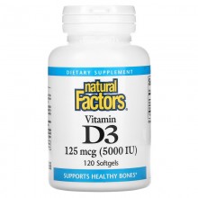 Витамин D Natural Factors Vitamin D3 5000 IU 125 mcg 120 Softgels Витамин D Natural Factors Vitamin D3 5000 IU 125 mcg 120 Softgels