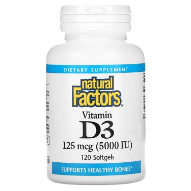 Витамин D Natural Factors Vitamin D3 5000 IU 125 mcg 120 Softgels