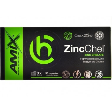 Микроэлемент Цинк для спорта Amix Nutrition ChelaZone ZincChel Zinc Bisglycinate Chelate 90 Veg Caps