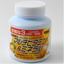 Витаминно-минеральный комплекс Orihiro Multivitamins & Minerals 180 Chewable Tabs Mango