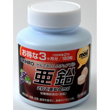 Микроэлемент Цинк Orihiro Zinc 180 Chewable Tabs Grape