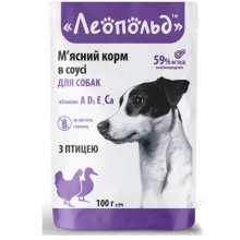 Леопольд Мясной корм в соусе с птицей для собак, пауч 100 г (24шт/уп)