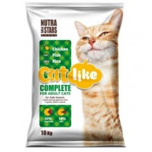 NutraFiveStars Кэт Лайк Комплит Catlike COMPLETE (зеленый) Сухой корм для взрослых кошек. С курицей, рыбой и рисом. 10 кг.