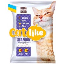 NutraFiveStars Кэт Лай Сифуд Catlike SEAFOOD (фиолетовый) Сухой корм для взрослых кошек. С креветкой,курицей,рыбой, рисом.10 кг