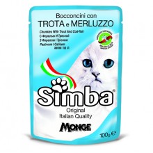 Влажный корм для котов Monge Simba Cat Wet форель и треска 0,1  кг Влажный корм для котов Monge Simba Cat Wet форель и треска 0,1  кг