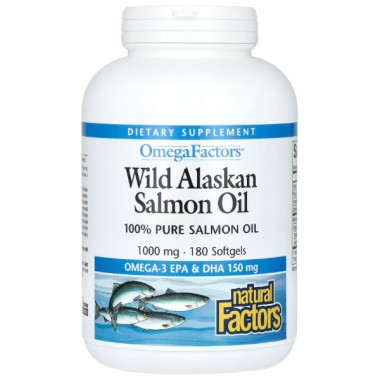 Жир лосося Natural Factors Omega Factors Wild Alaskan Salmon Oil 1000 mg 180 Softgels