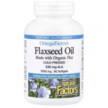 Льняное масло Natural Factors Omega Factors Flaxseed Oil 1000 mg 90 Softgels