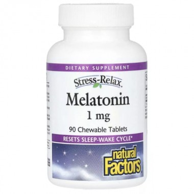Мелатонин для сна Natural Factors Stress-Relax Melatonin 1 mg 90 Chewable Tabs
