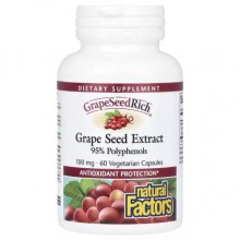 Экстракт виноградных косточек Natural Factors GrapeSeedRich Grape Seed Extract 100 mg 60 Veg Caps