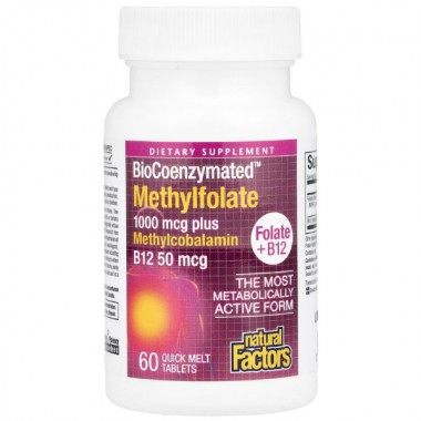 Фолиевая кислота Natural Factors BioCoenzymated, Methylfolate 1000 mcg 60 Tabs