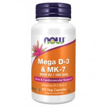 Комплекс Витамин D3+K2 NOW Foods Mega D-3 & MK-7 120 Veg Caps Комплекс Витамин D3+K2 NOW Foods Mega D-3 & MK-7 120 Veg Caps
