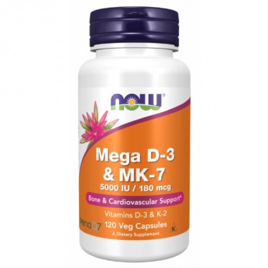 Комплекс Витамин D3+K2 NOW Foods Mega D-3 & MK-7 120 Veg Caps
