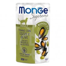 Влажный корм для котов MONGE CAT WET Adult тунец с мидиями и оливками 0,08