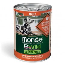 Влажный корм для собак Monge Dog Wet Bwild Grain Free Adult индейка, тыква, цукини 400 г