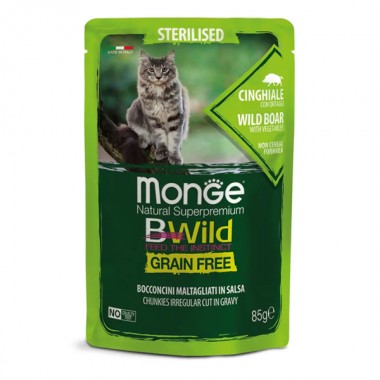  Monge Cat Wet Bwild Grain Free Sterilised мясо дикого кабана с овощами 0,085 Кг