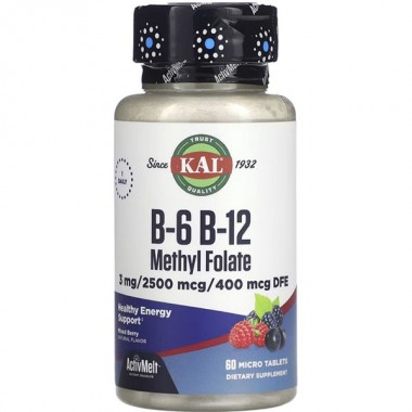 В комплекс KAL B6 B12 Methyl Folate 60 Micro Tablets Mixed Berry