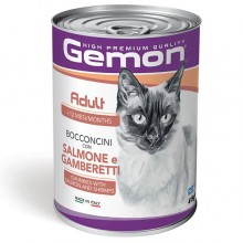 Влажный корм для котов Gemon Cat Wet Adult лосось с креветками 0,415 Кг