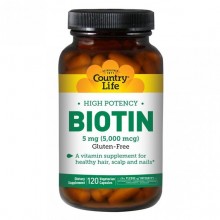 Биотин Country Life High Potency Biotin 5 mg 120 Caps Биотин Country Life High Potency Biotin 5 mg 120 Caps
