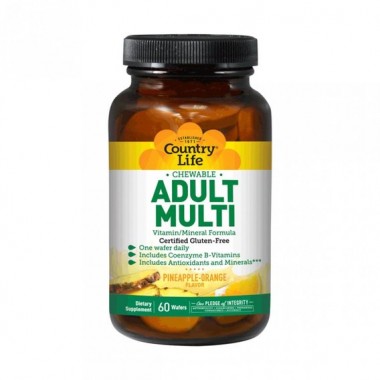 Витаминно-минеральный комплекс Country Life Adult Multi 60 Wafers Pineapple Orange