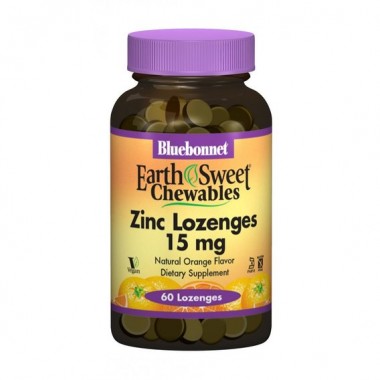 Микроэлемент Цинк Bluebonnet Nutrition Earth Sweet Chewables Zinc Lozenges 15 mg 60 Lozenges Orange