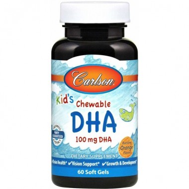 Омега 3 Carlson Labs Kid's Chewable DHA 60 Soft Gels Bursting Orange Flavor