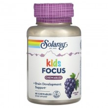 Комплекс для профилактики работы головного мозга Solaray Focus For Children 60 Chewables Grape Flavor