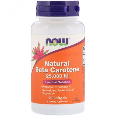 Витамин A NOW Foods Natural Beta Carotene 25000 IU 90 Softgels
