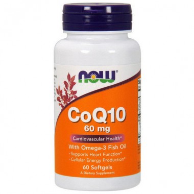 Коэнзим NOW Foods Coenzyme Q10 60 mg With Omega-3 Fish Oil 60 Softgels
