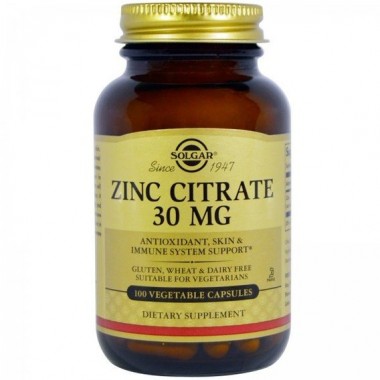 Микроэлемент Цинк Solgar Zinc Citrate 30 mg 100 Veg Caps SOL-03670