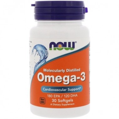 Омега 3 NOW Foods Omega-3 Molecularly Distilled Softgels 30 Softgels