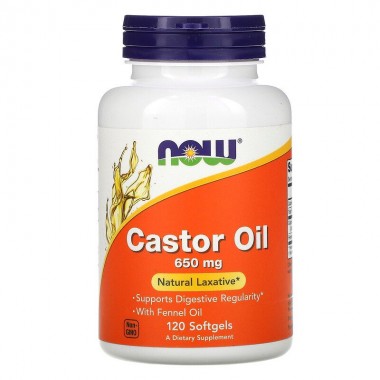 Улучшение работы кишечника NOW Foods Castor Oil 650 mg 120 Softgels