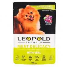 Леопольд Мясной деликатес с мясом телятины для собак. Премиум. Пауч 100 г (24шт/уп)